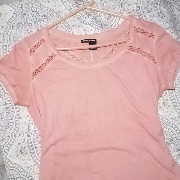 PEACH colored criss cross cutout top - Picture 2 of 12